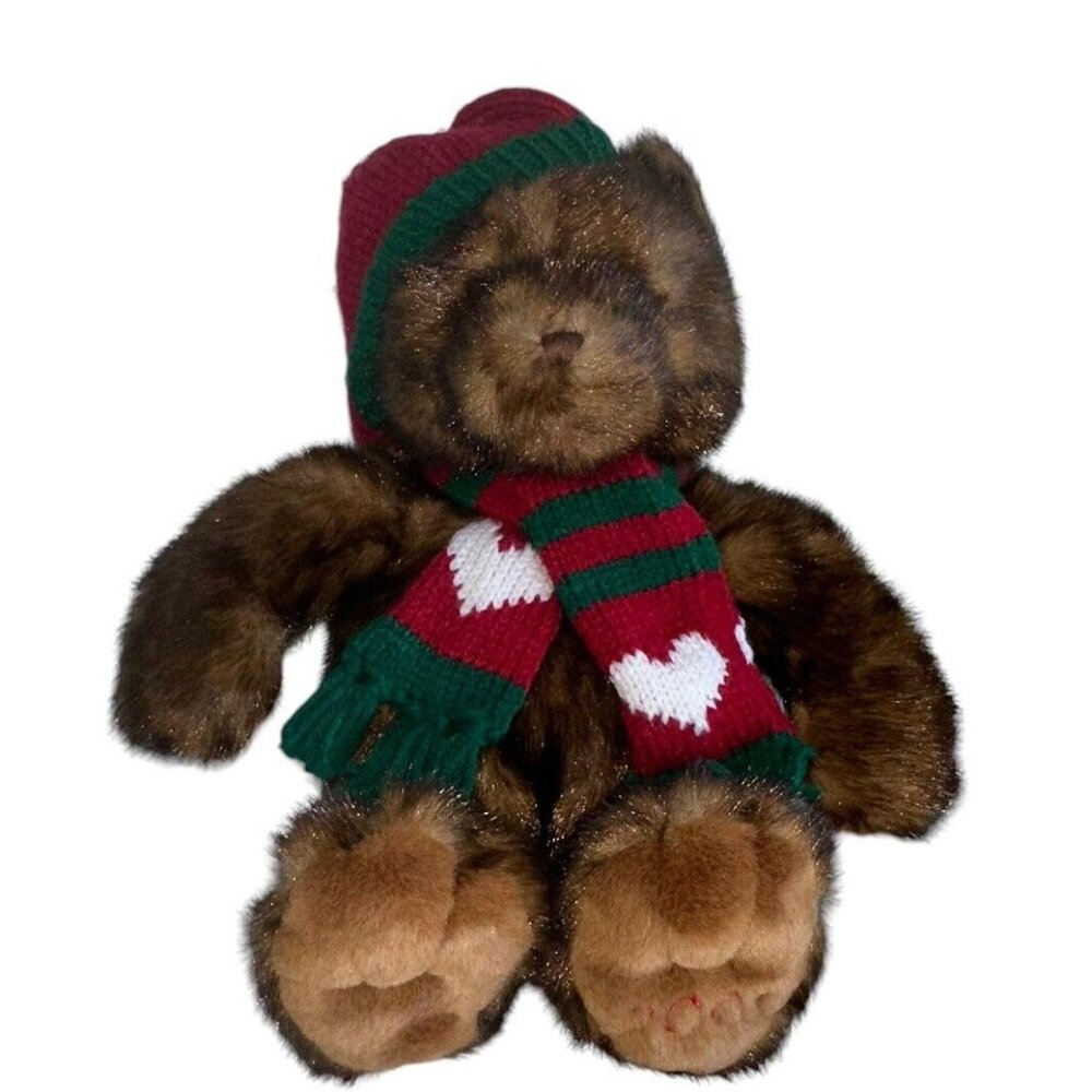 Dillard's 2001 Christmas Teddy Bear Plush Winter Cap Scarf Stuffed Vintage